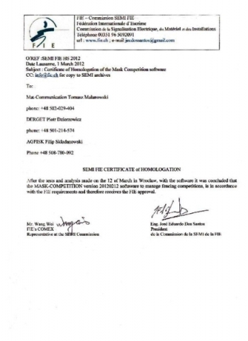 Semi Fie Certificate of Homologation